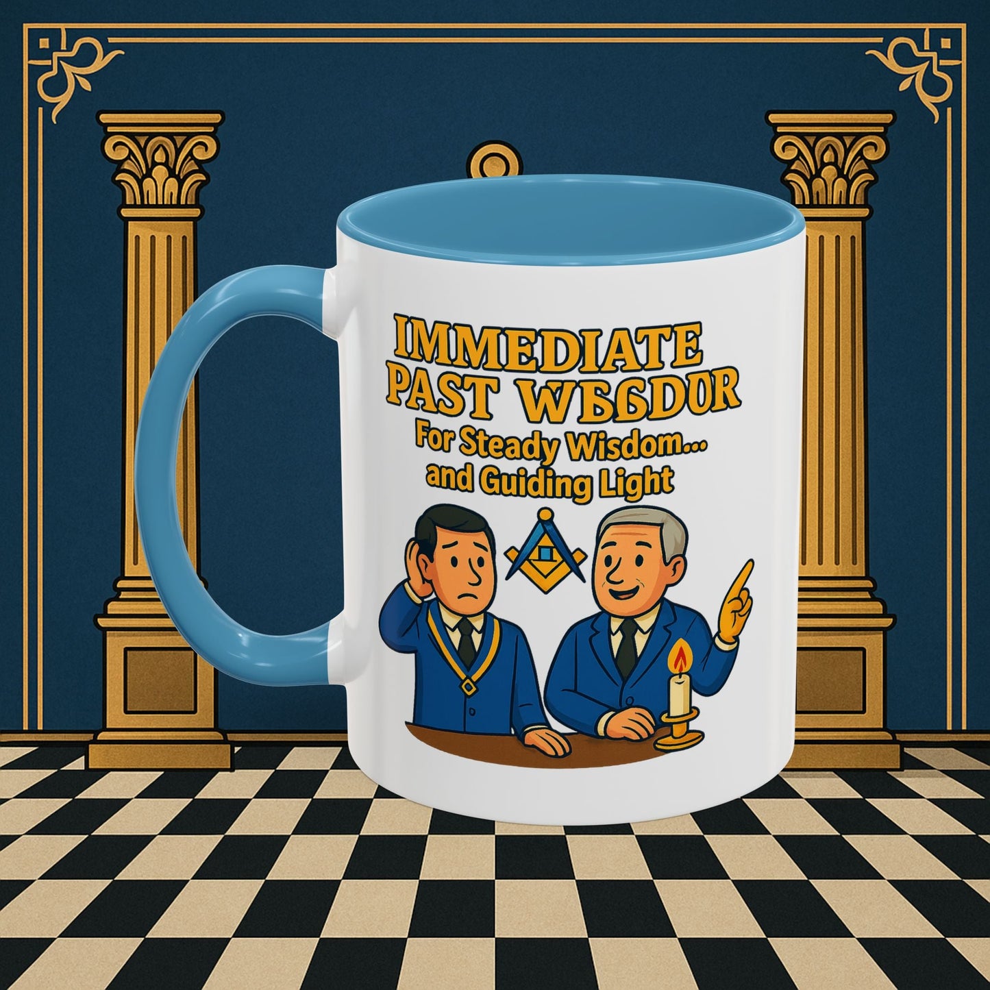 Masonic Mugs - Accent Coloured 11oz Mug - Masonic Wisdom Unveiled - Immediate Past Master Printify