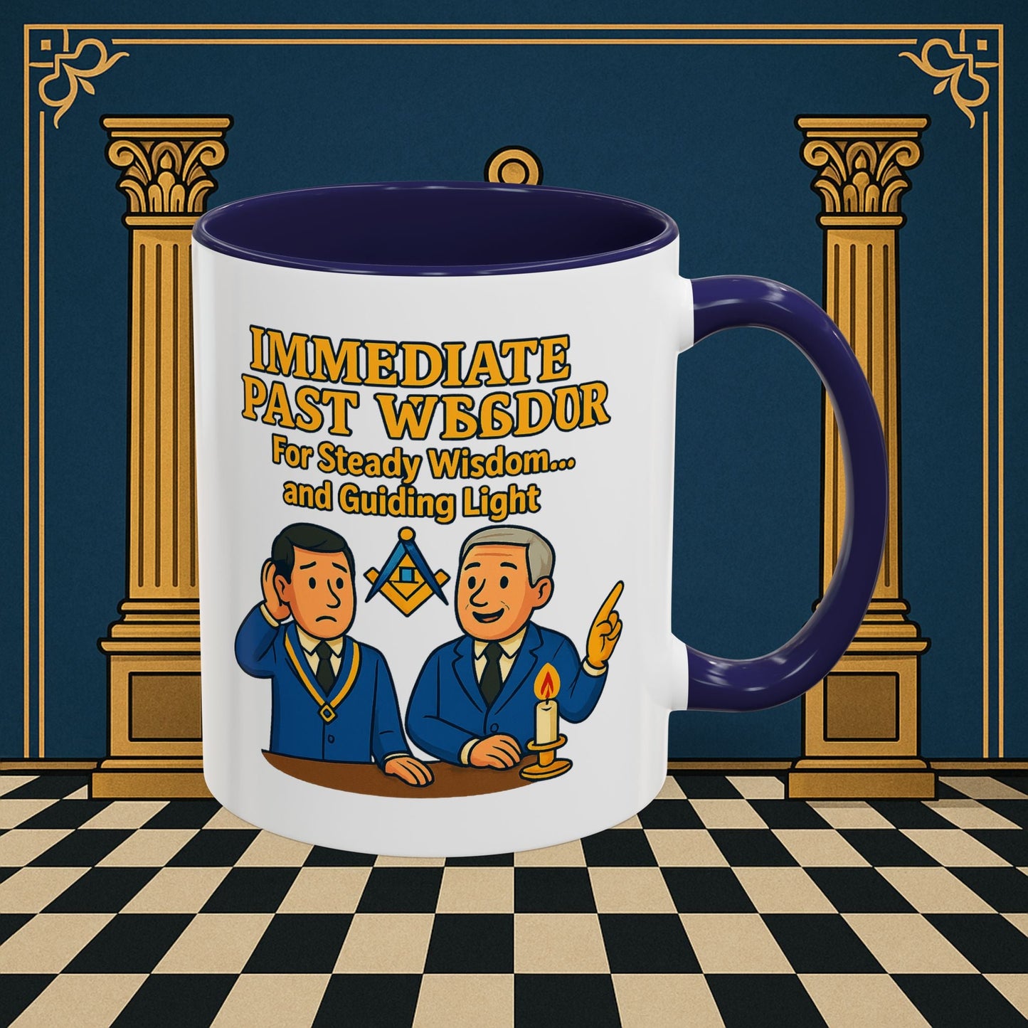 Masonic Mugs - Accent Coloured 11oz Mug - Masonic Wisdom Unveiled - Immediate Past Master Printify