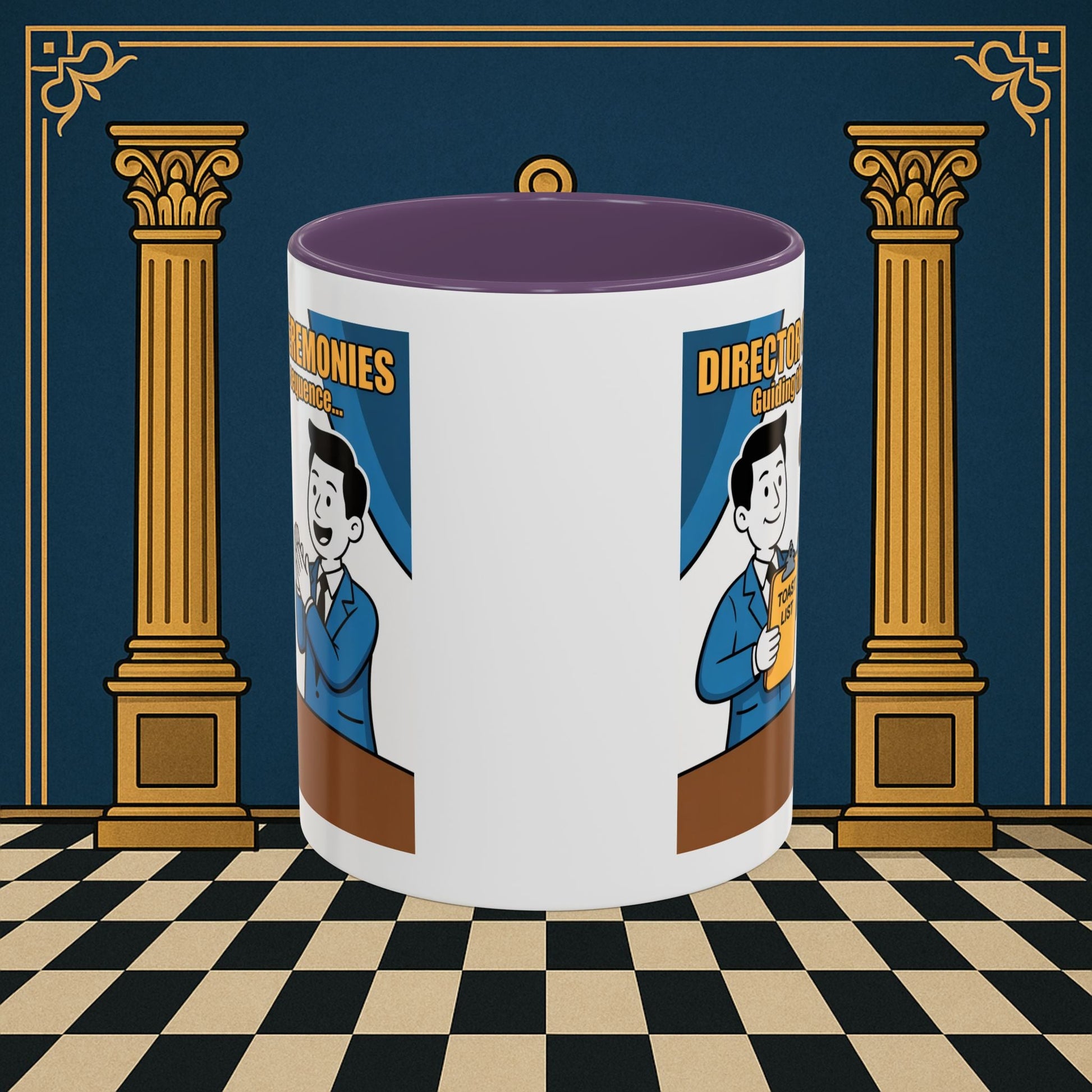 Masonic Mugs Ready to Go - Accent Coloured 11oz Mug - Toasting Protocol - Director of Ceremonies Printify