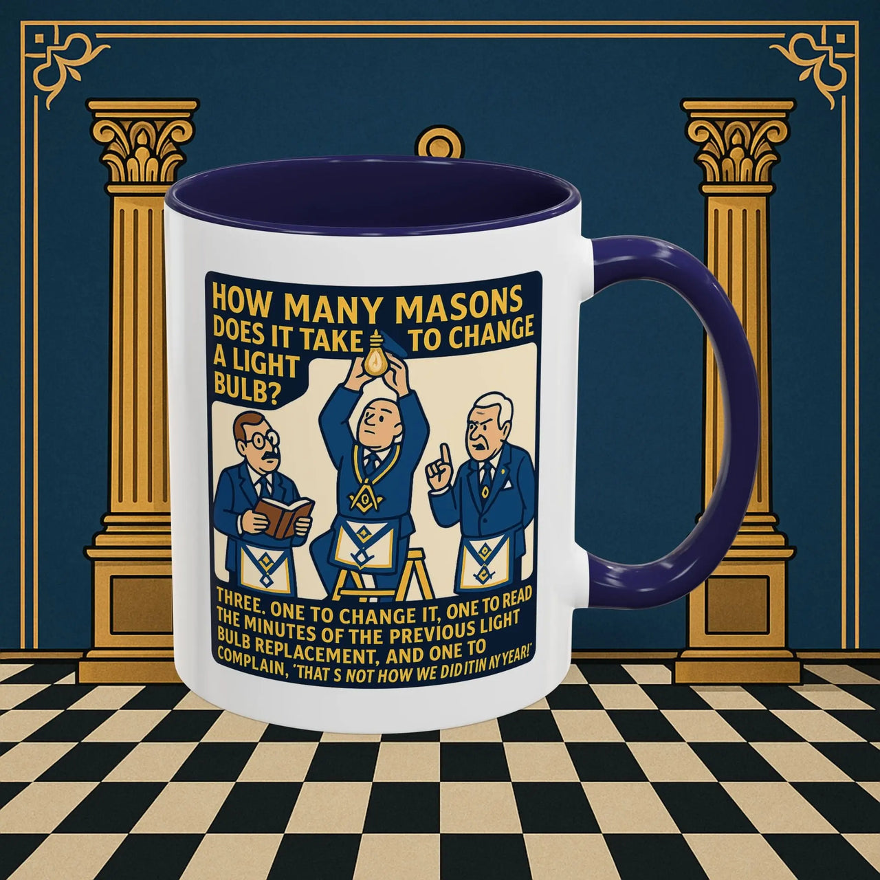 Masonic Mugs Ready to Go – How Many Masons? (Accent Coloured 11oz Mug) Printify