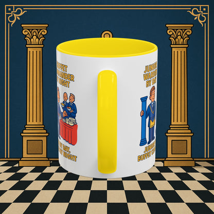 Masonic Mugs - Day/Night Professional: Dual Persona Comic Illustration, Junior Warden Printify