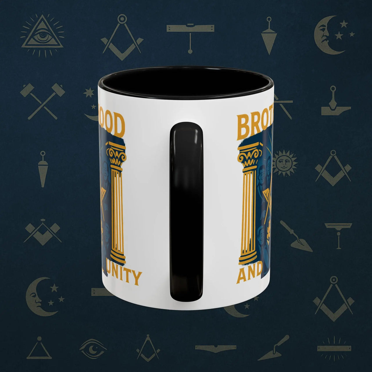 Masonic Mugs Ready to Go – Brotherhood and Unity (Accent Coloured 11oz Mug) Printify