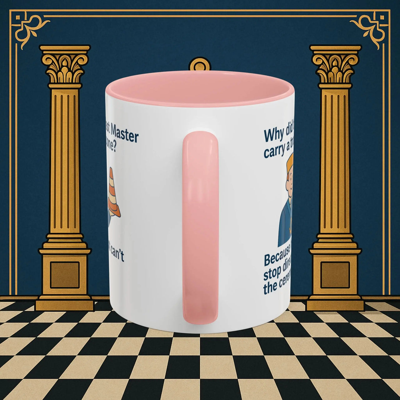 Masonic Mugs Ready to Go – Past Master with a Traffic Cone (Accent Coloured 11oz Mug) Printify