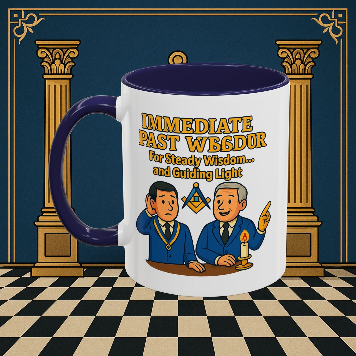 Masonic Mugs - Accent Coloured 11oz Mug - Masonic Wisdom Unveiled - Immediate Past Master Printify