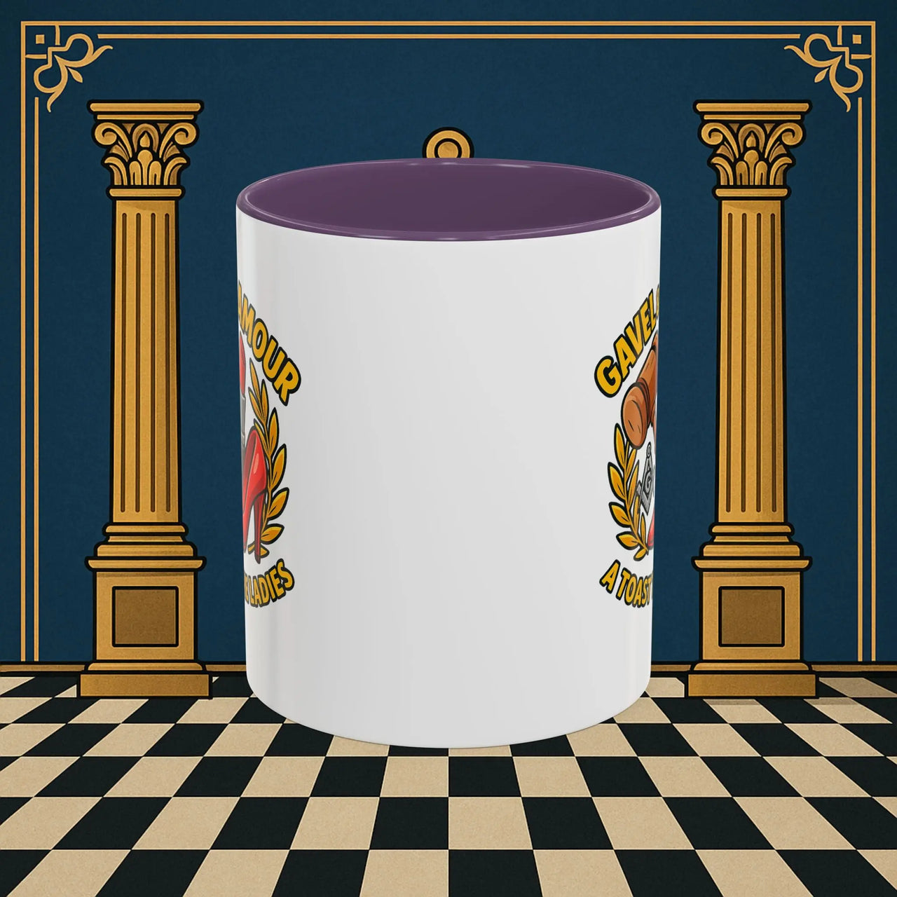 Masonic Mugs – Gavel & Glamour: A Toast to the Ladies (Accent Coloured 11oz Mug) Printify