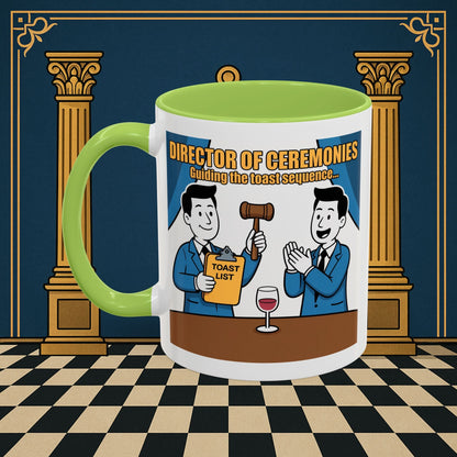 Masonic Mugs Ready to Go - Accent Coloured 11oz Mug - Toasting Protocol - Director of Ceremonies Printify