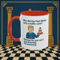 Masonic Mugs Ready to Go – Past Master with a Traffic Cone (Accent Coloured 11oz Mug) Printify