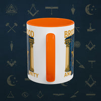 Masonic Mugs Ready to Go – Brotherhood and Unity (Accent Coloured 11oz Mug) Printify