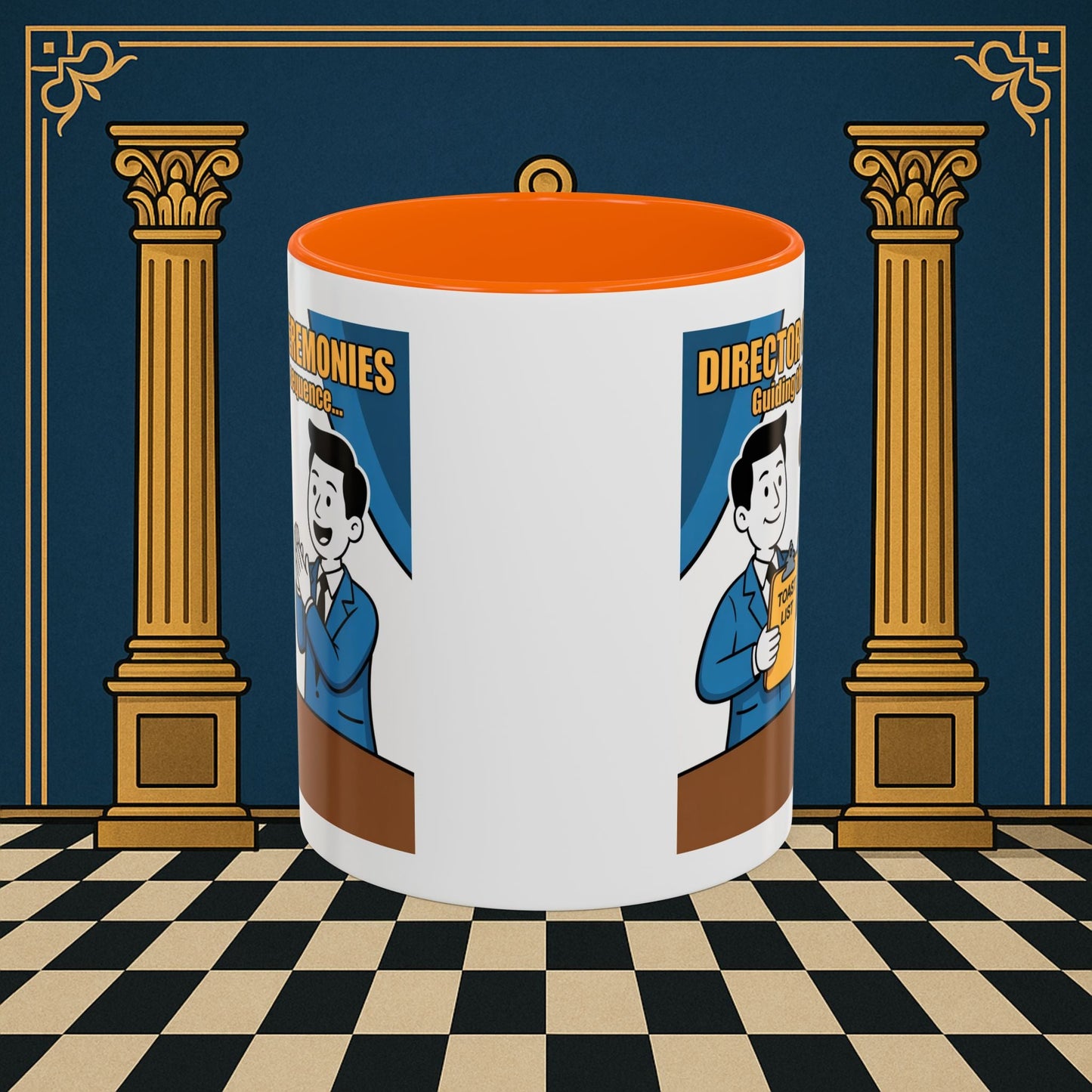 Masonic Mugs Ready to Go - Accent Coloured 11oz Mug - Toasting Protocol - Director of Ceremonies Printify