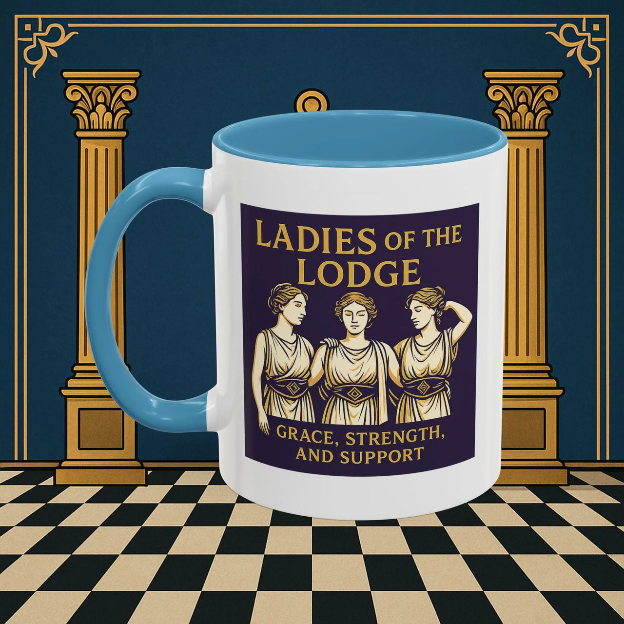 Masonic Mugs – Ladies of the Lodge: Grace, Strength & Support (Accent Coloured 11oz Mug) Printify