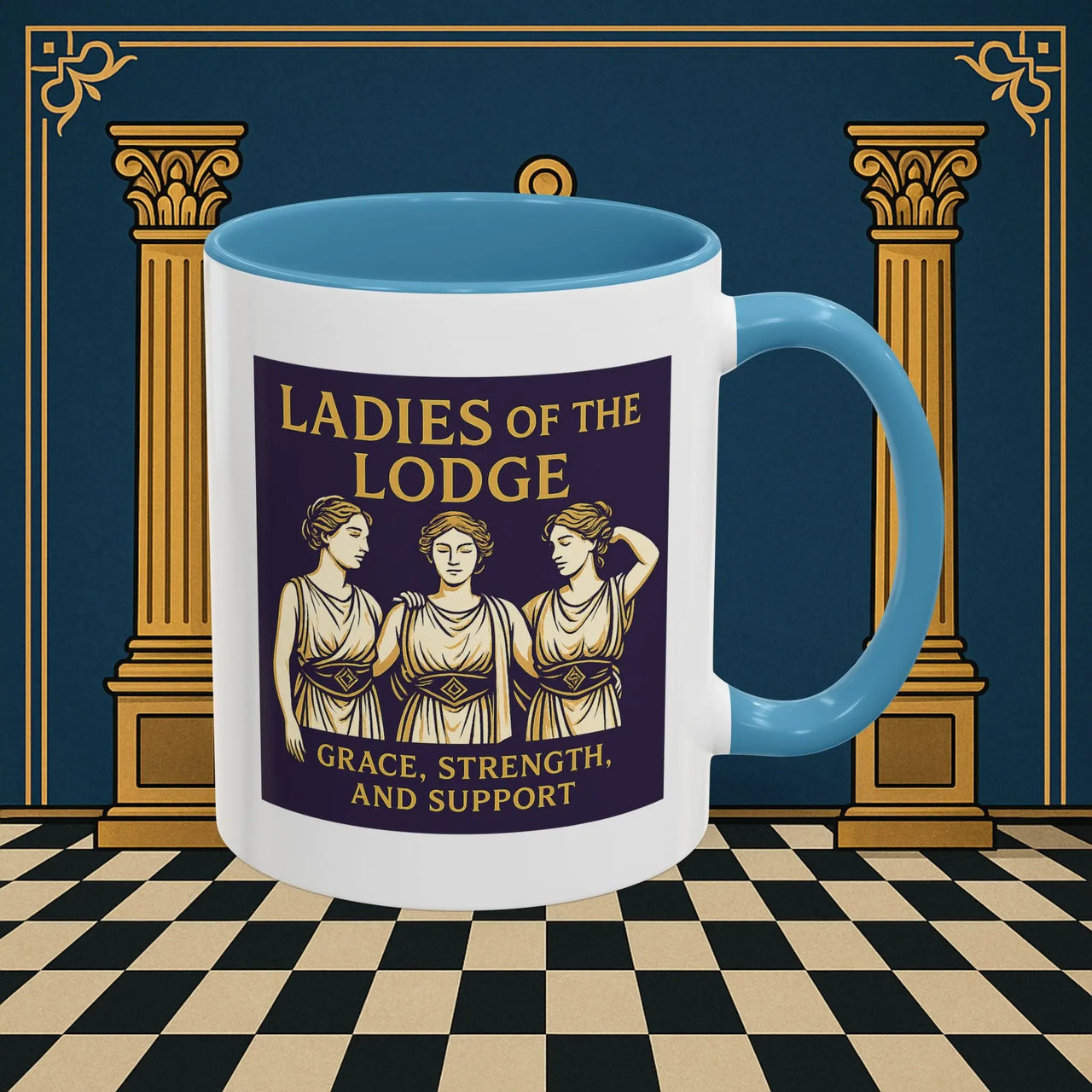 Masonic Mugs – Ladies of the Lodge: Grace, Strength & Support (Accent Coloured 11oz Mug) Printify