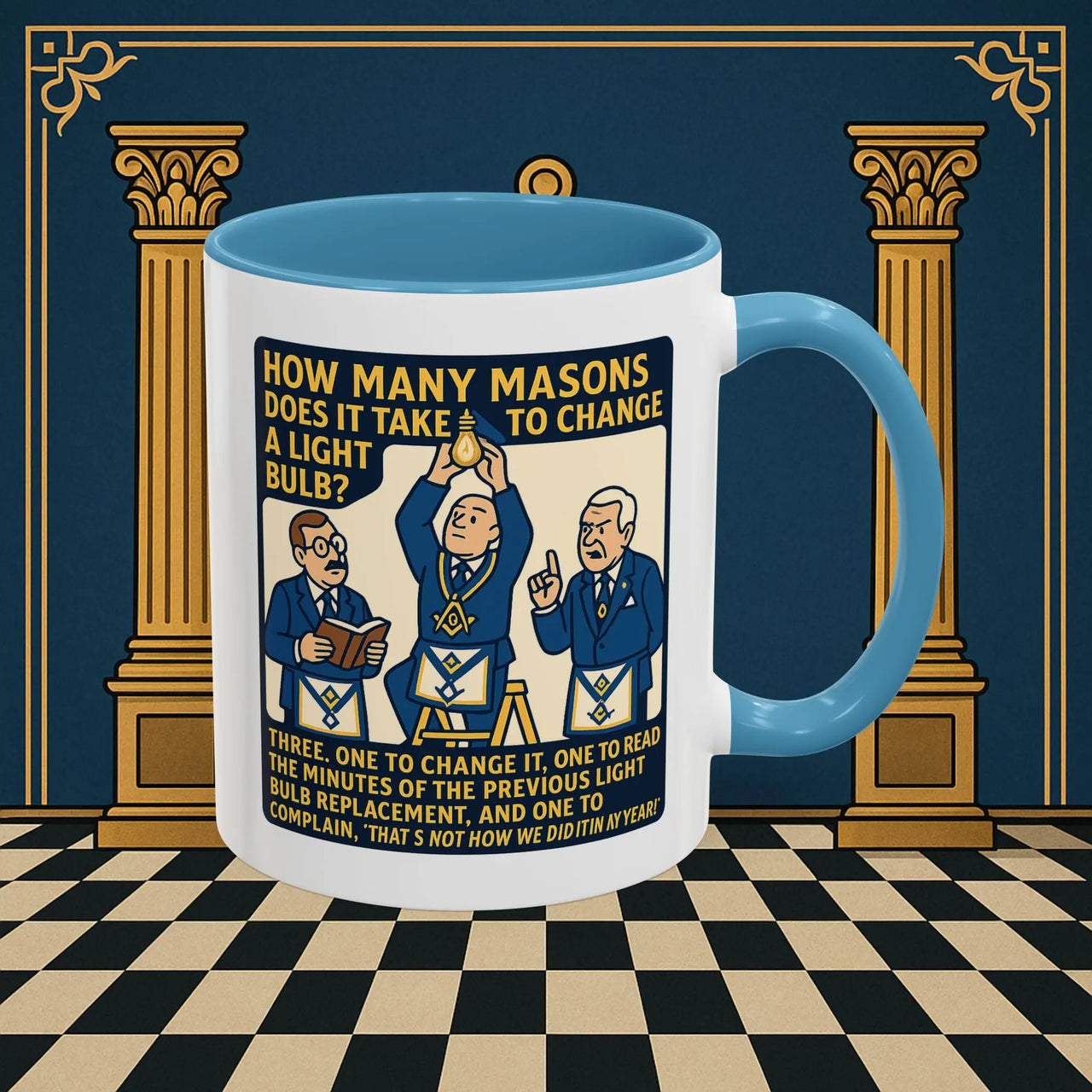Masonic Mugs Ready to Go – How Many Masons? (Accent Coloured 11oz Mug) Printify