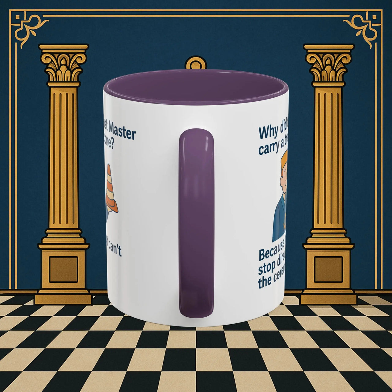 Masonic Mugs Ready to Go – Past Master with a Traffic Cone (Accent Coloured 11oz Mug) Printify