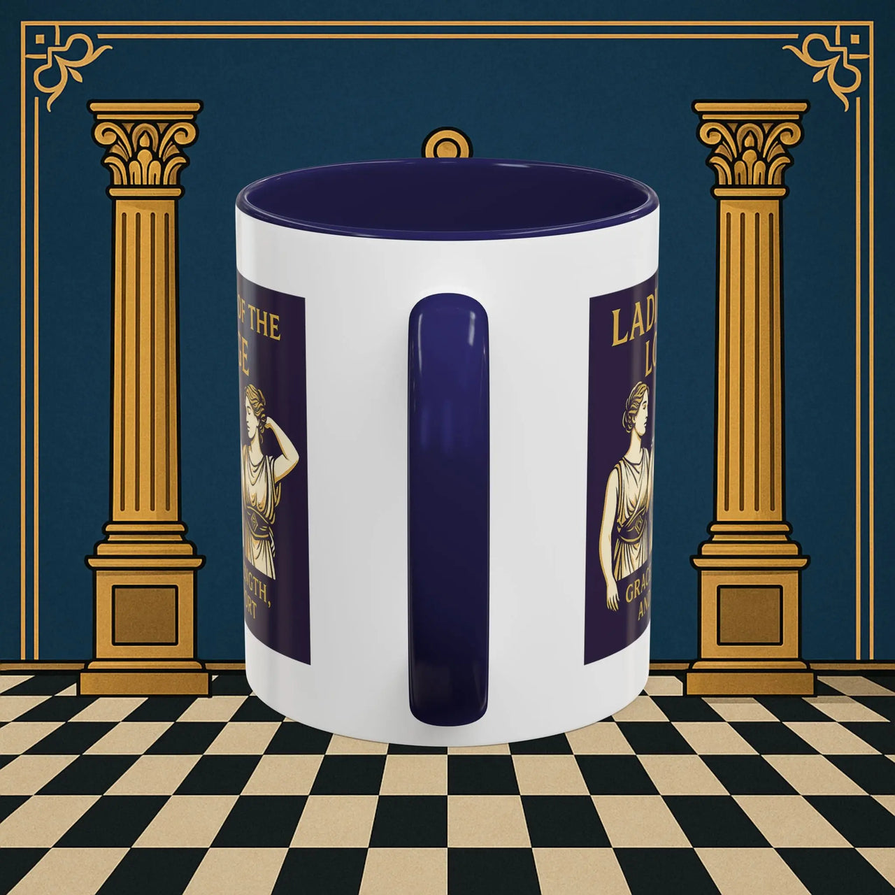 Masonic Mugs – Ladies of the Lodge: Grace, Strength & Support (Accent Coloured 11oz Mug) Printify