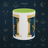 Masonic Mugs Ready to Go – Brotherhood and Unity (Accent Coloured 11oz Mug) Printify