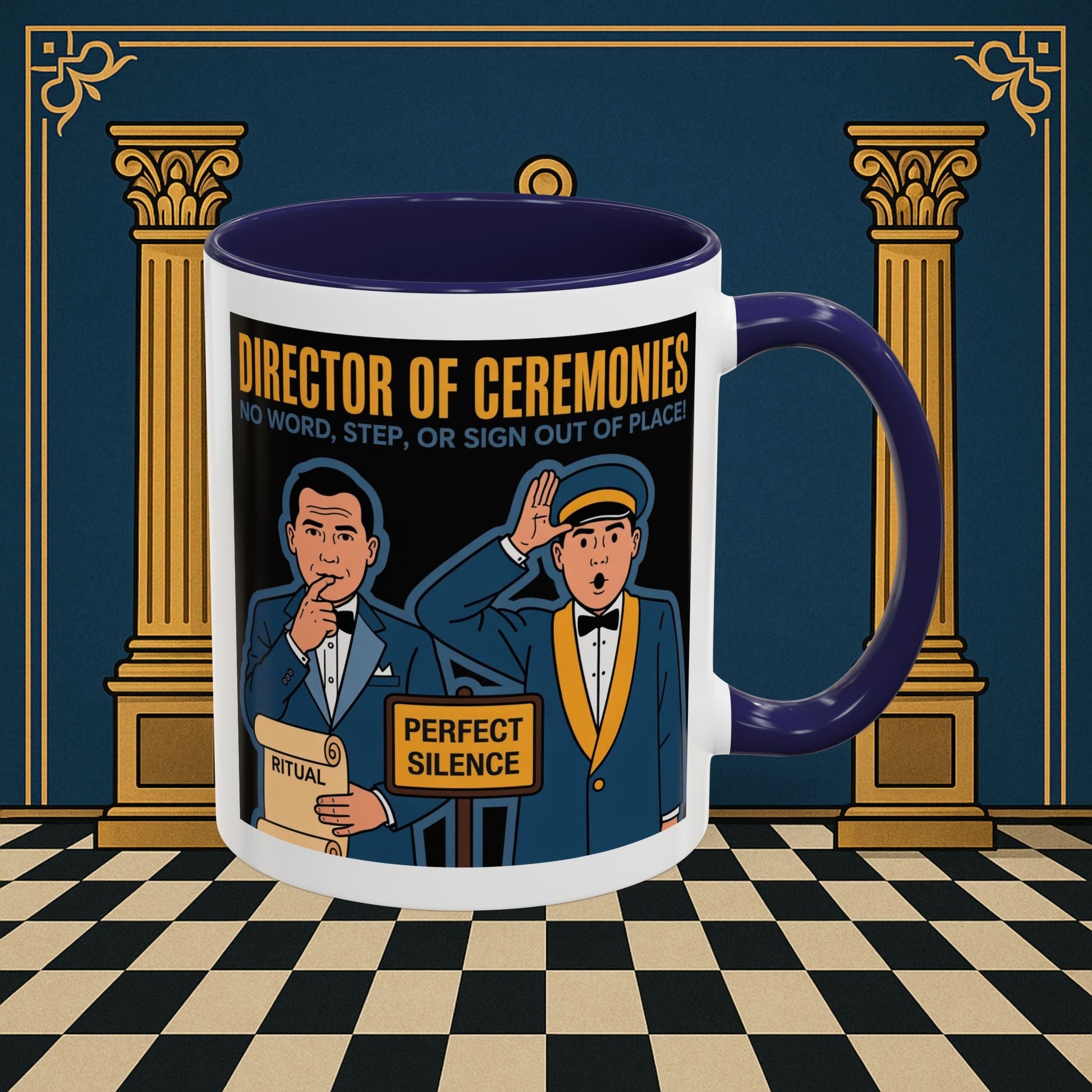 Masonic Mugs Ready to Go - Accent Coloured 11oz Mug - Ceremonial Protocol - Director of Ceremonies Printify