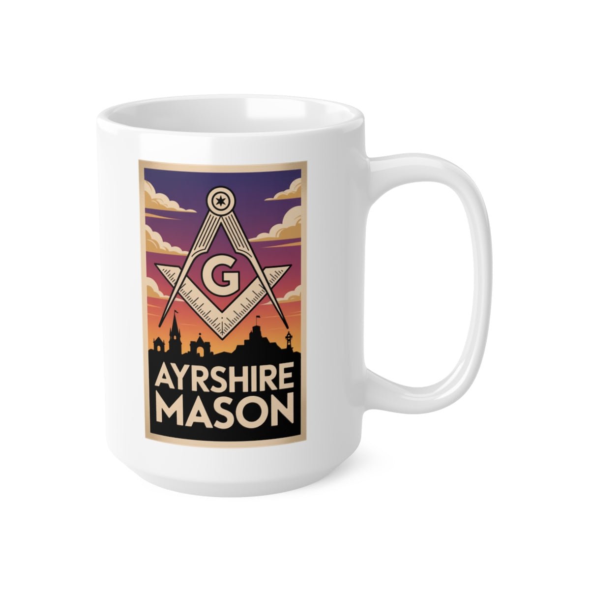 Ayrshire Mason Custom Masonic Coffee Mug - Freemason Gift - Masonic Mugs