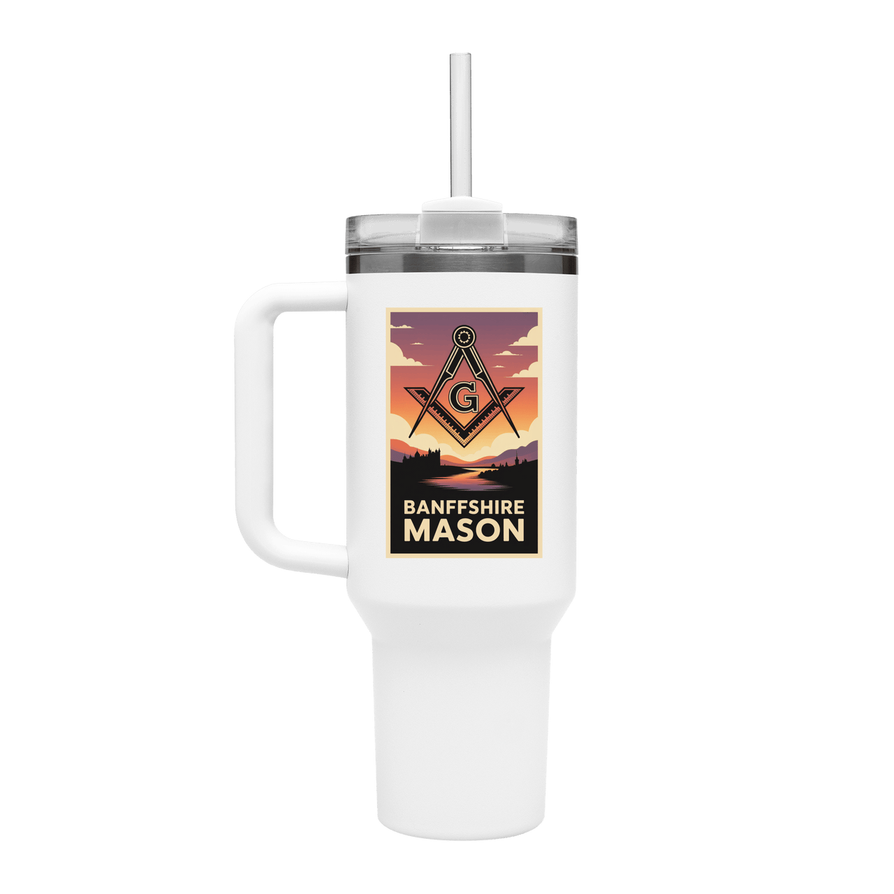 Banffshire Mason 40oz Stainless Steel Masonic Travel Tumbler - Masonic Mugs