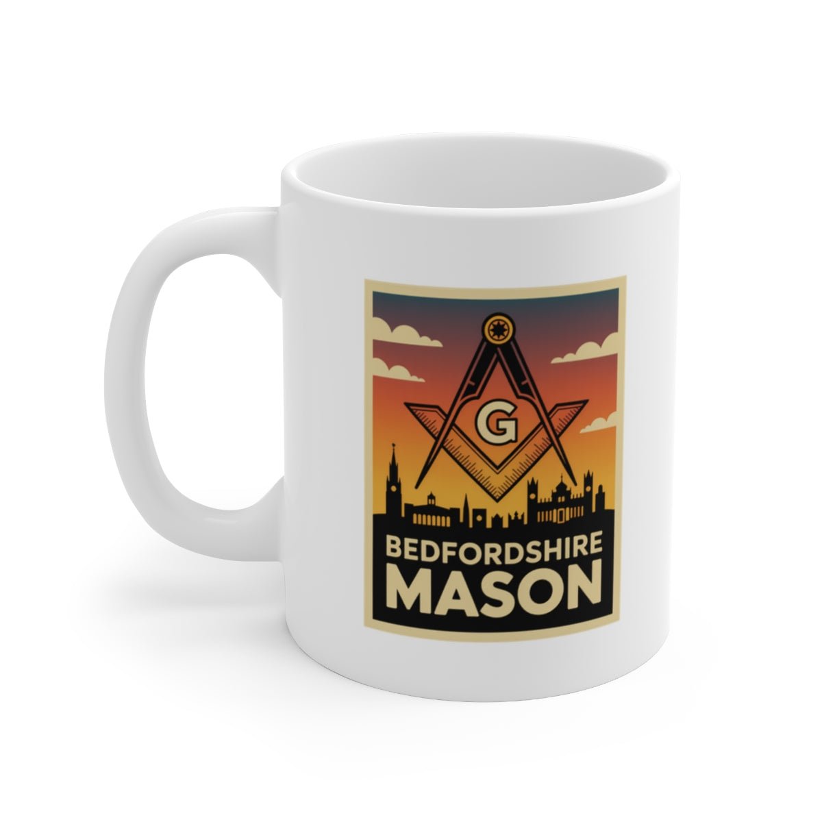 Bedfordshire Mason Custom Masonic Coffee Mug - Freemason Gift - Masonic Mugs