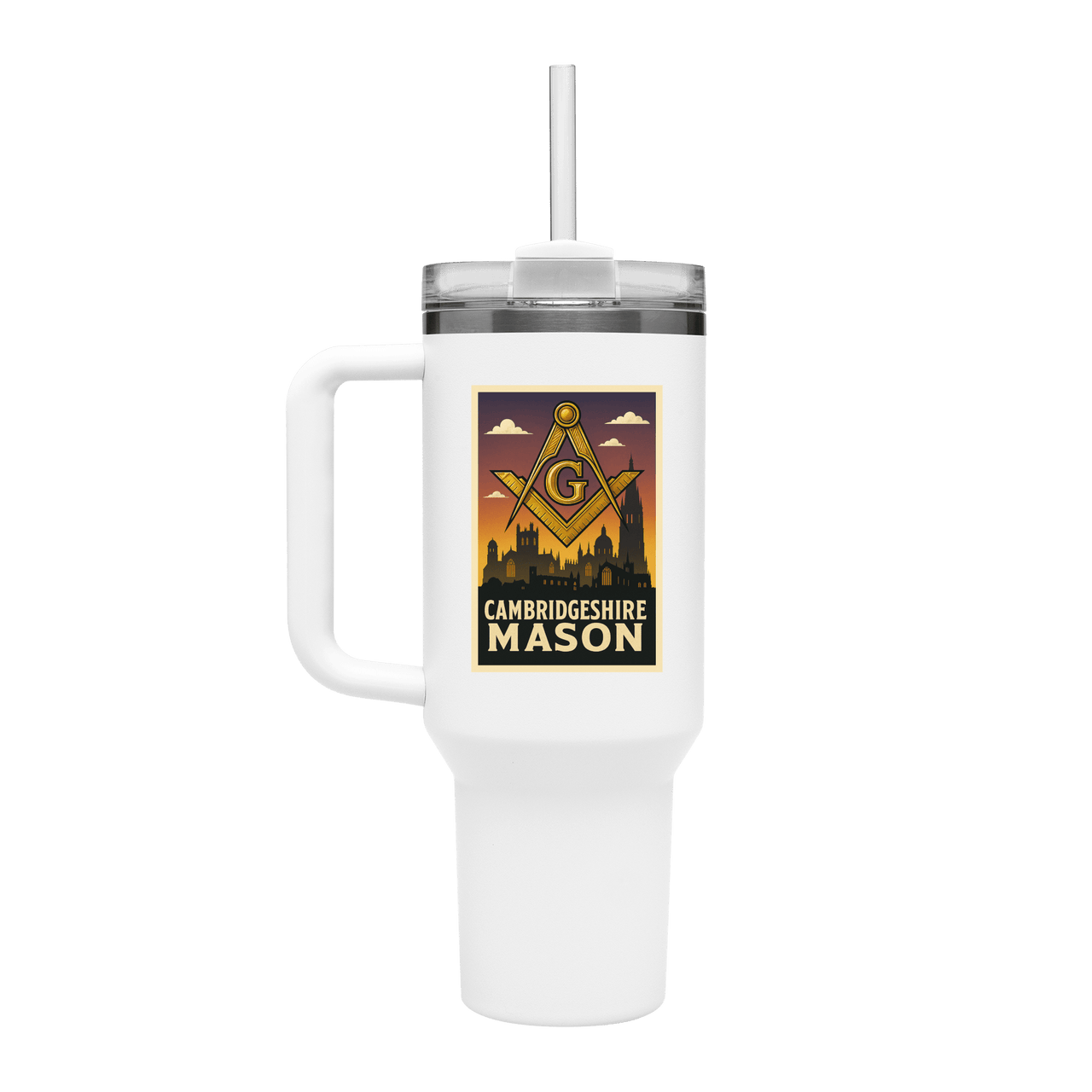 Cambridgeshire Mason 40oz Stainless Steel Masonic Travel Tumbler - Masonic Mugs