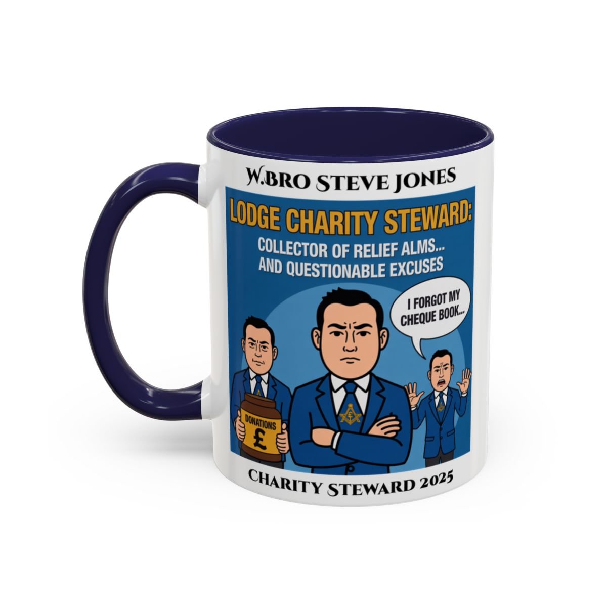 Charity Steward Design - Personalised Freemason Mug - Collector of Relief Alms - Masonic Mugs