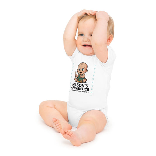 Cotton Baby Bodysuit with Fun Graphic Print Personalized Baby Bodysuit with Masonic Design - Masonic Mugs