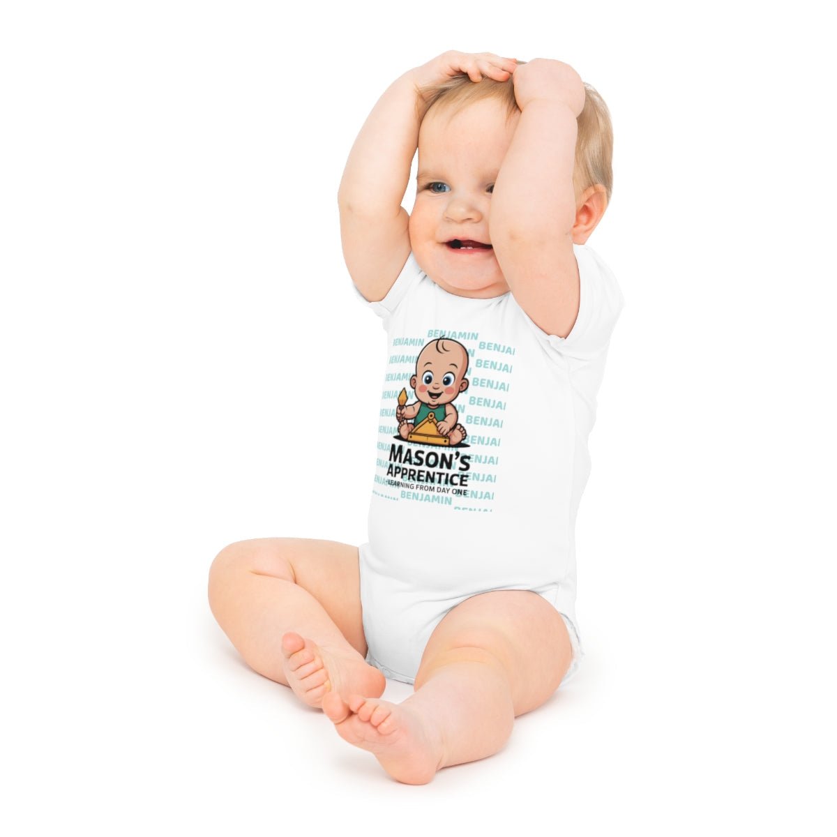 Cotton Baby Bodysuit with Fun Graphic Print Personalized Baby Bodysuit with Masonic Design - Masonic Mugs