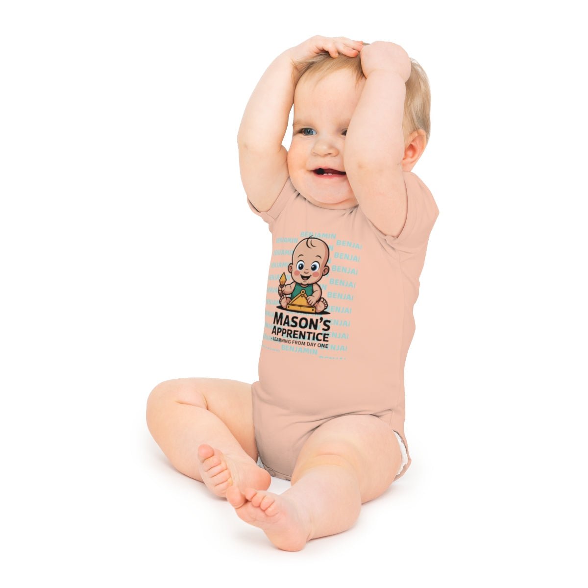 Cotton Baby Bodysuit with Fun Graphic Print Personalized Baby Bodysuit with Masonic Design - Masonic Mugs
