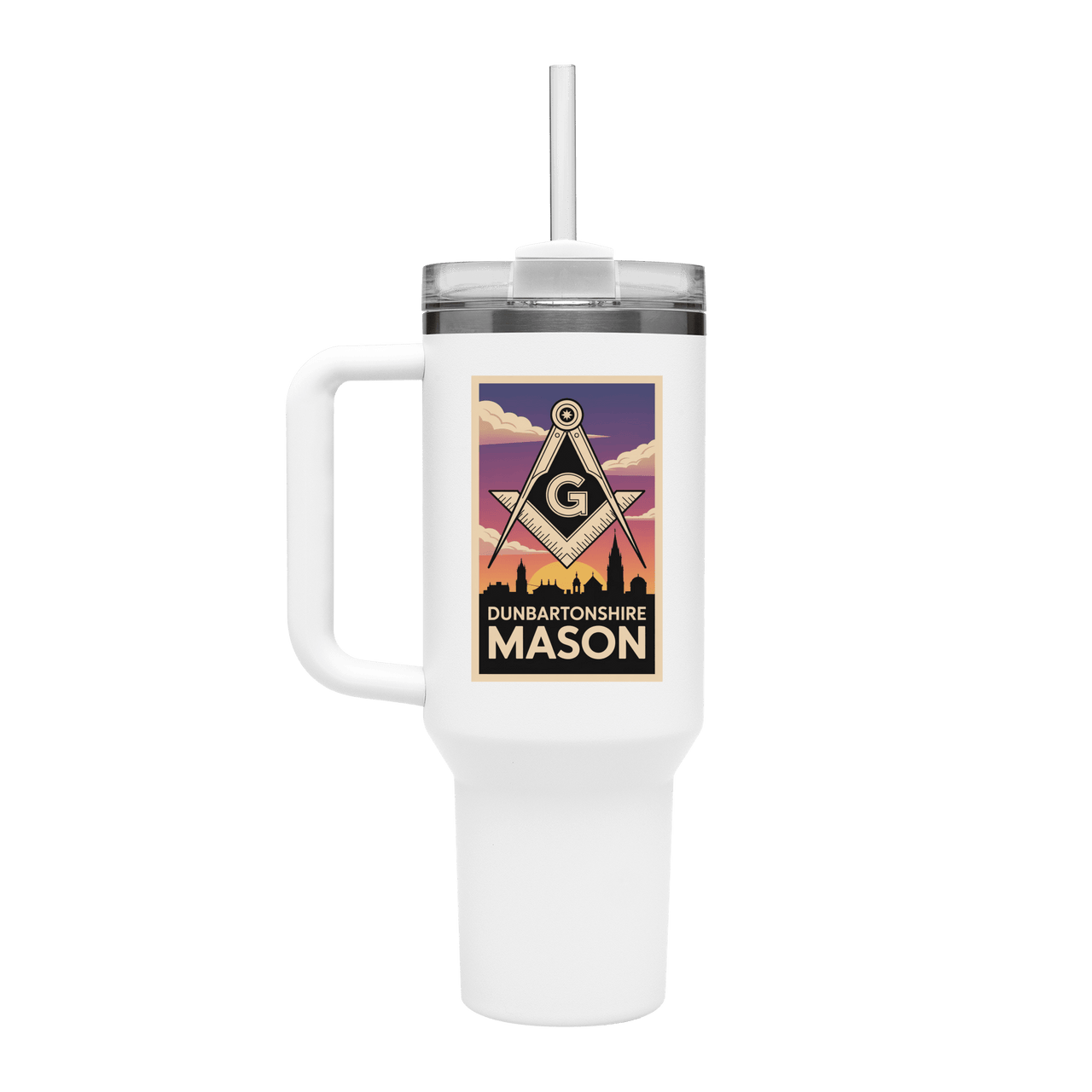 Dunbartonshire Mason 40oz Stainless Steel Masonic Travel Tumbler - Masonic Mugs