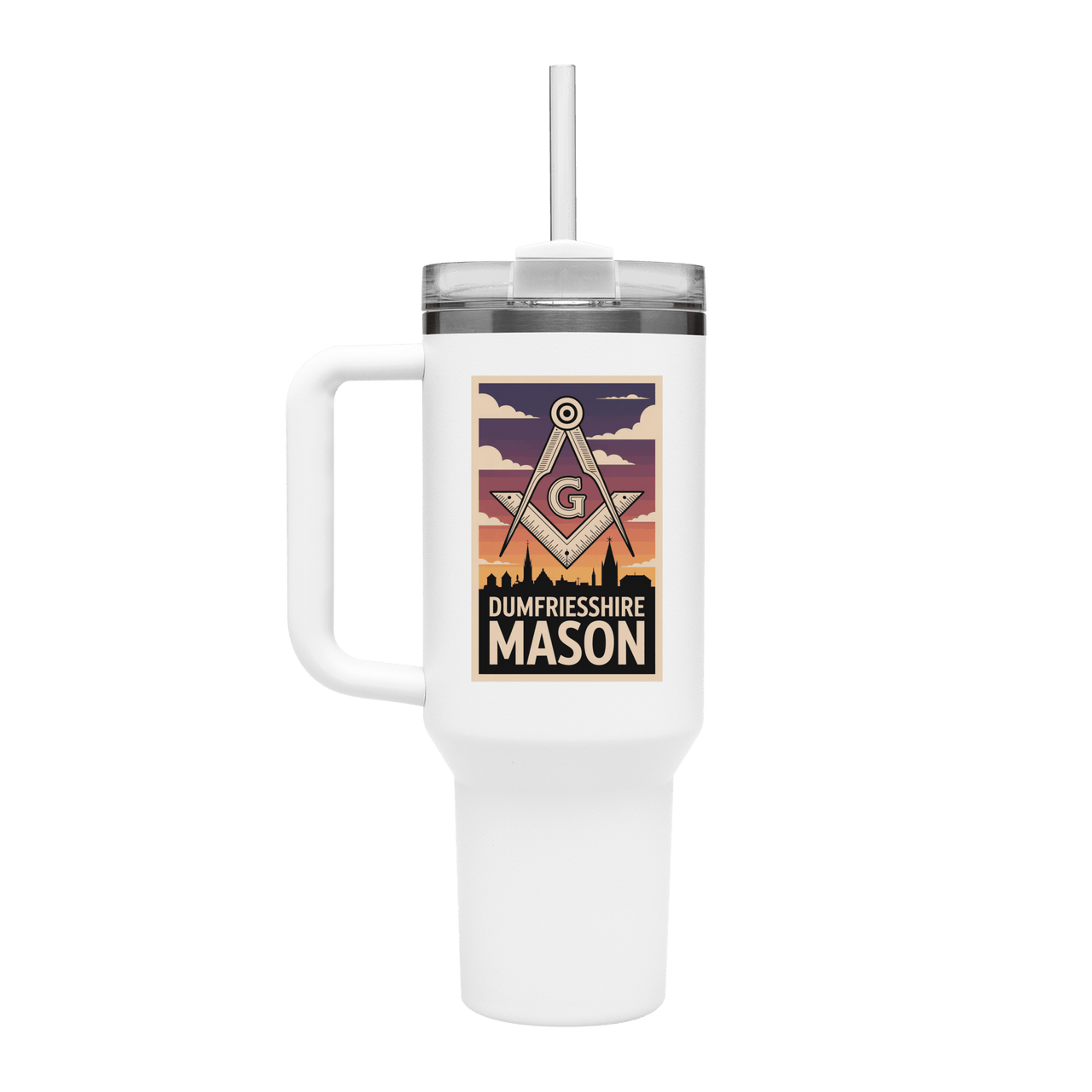 Dunfriesshire Mason 40oz Stainless Steel Masonic Travel Tumbler - Masonic Mugs