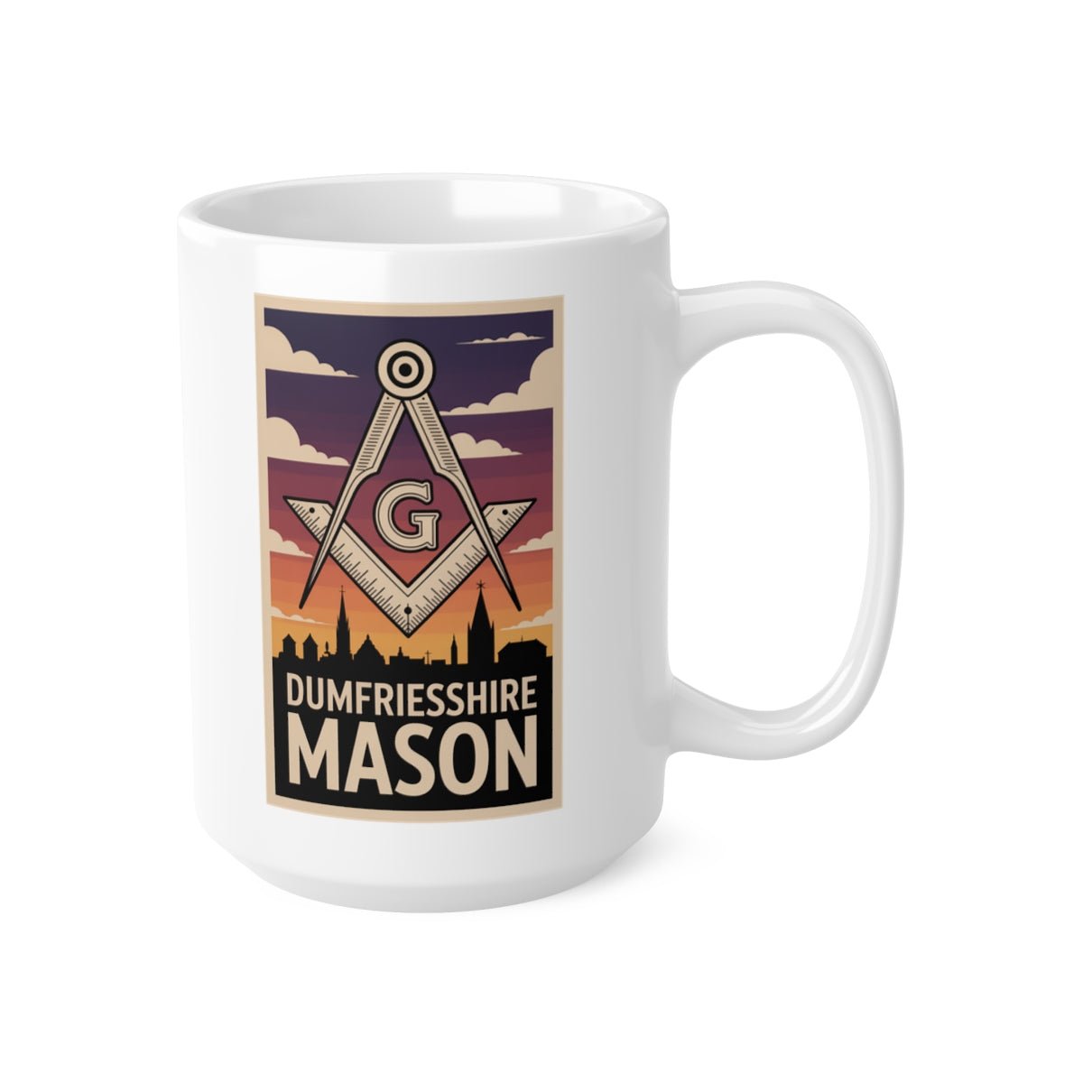 Dunfriesshire Mason Custom Masonic Coffee Mug - Freemason Gift - Masonic Mugs