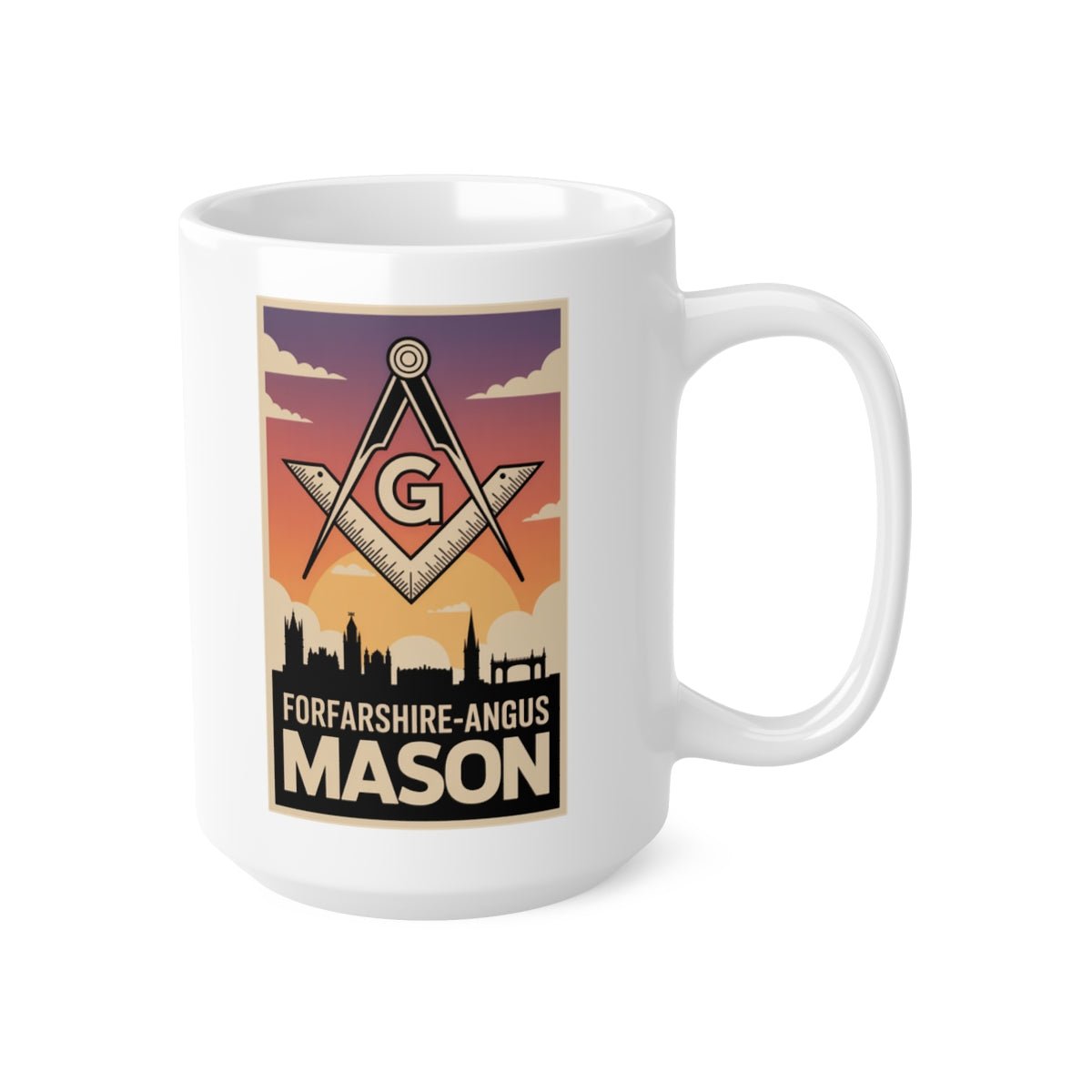 Forfarshire - Angus Mason Custom Masonic Coffee Mug - Freemason Gift - Masonic Mugs
