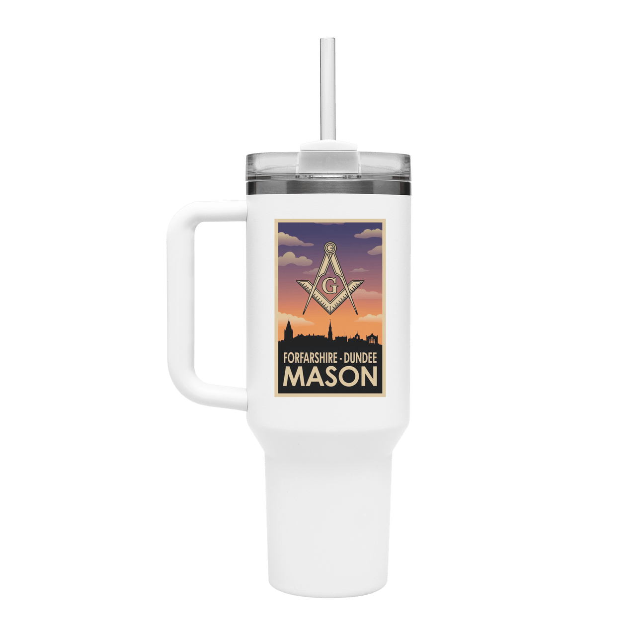 Forfarshire - Dundee Mason 40oz Stainless Steel Masonic Travel Tumbler - Masonic Mugs