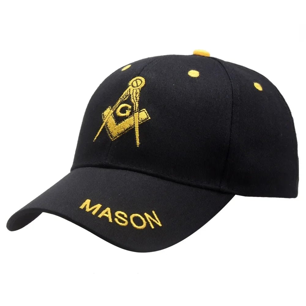 Freemason Embroidered Baseball Cap – Unisex Snapback Trucker Hat with Masonic Symbol - Masonic Mugs