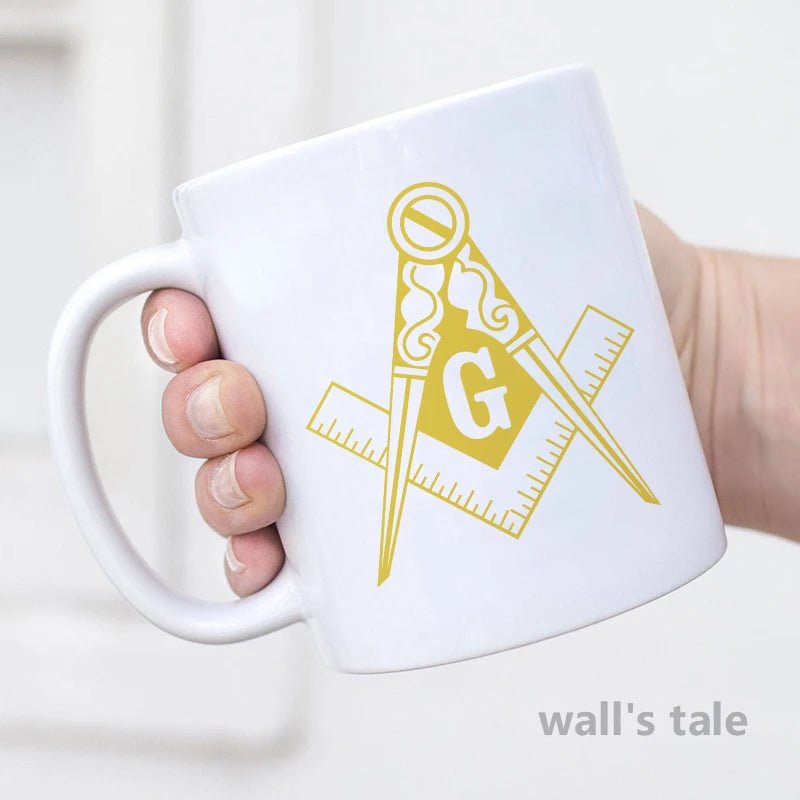 Freemason Square & Compass Vinyl Decal – Masonic Sticker for Mug, Laptop, Bottle, or Wall - Masonic Mugs