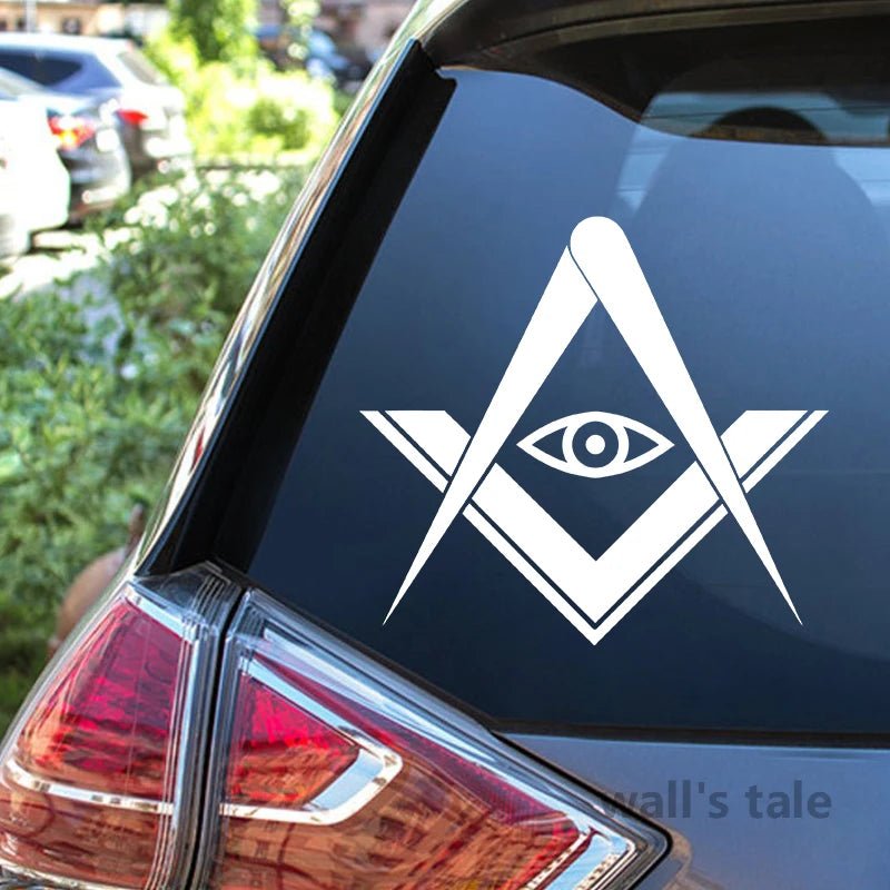 Freemason Square & Compass Vinyl Decal – Masonic Sticker for Mug, Laptop, Bottle, or Wall - Masonic Mugs