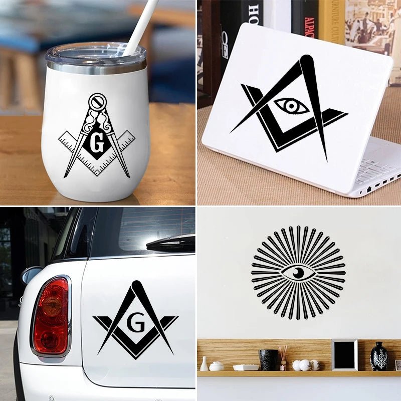 Freemason Square & Compass Vinyl Decal – Masonic Sticker for Mug, Laptop, Bottle, or Wall - Masonic Mugs