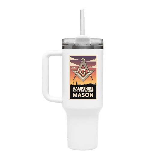 Hampshire and Isle of Wight Mason 40oz Stainless Steel Masonic Travel Tumbler - Masonic Mugs