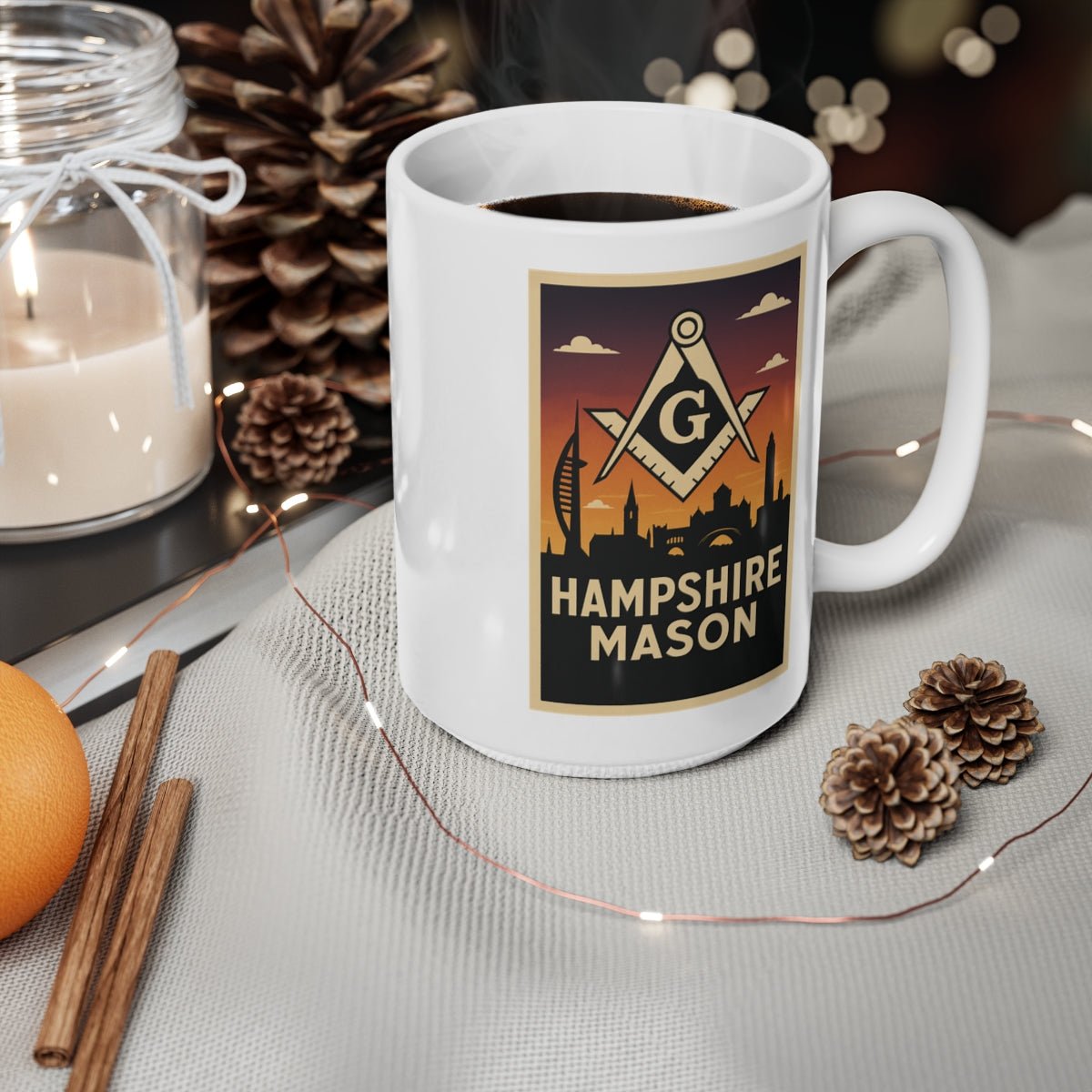 Hampshire Mason Custom Masonic Coffee Mug - Freemason Gift - Masonic Mugs