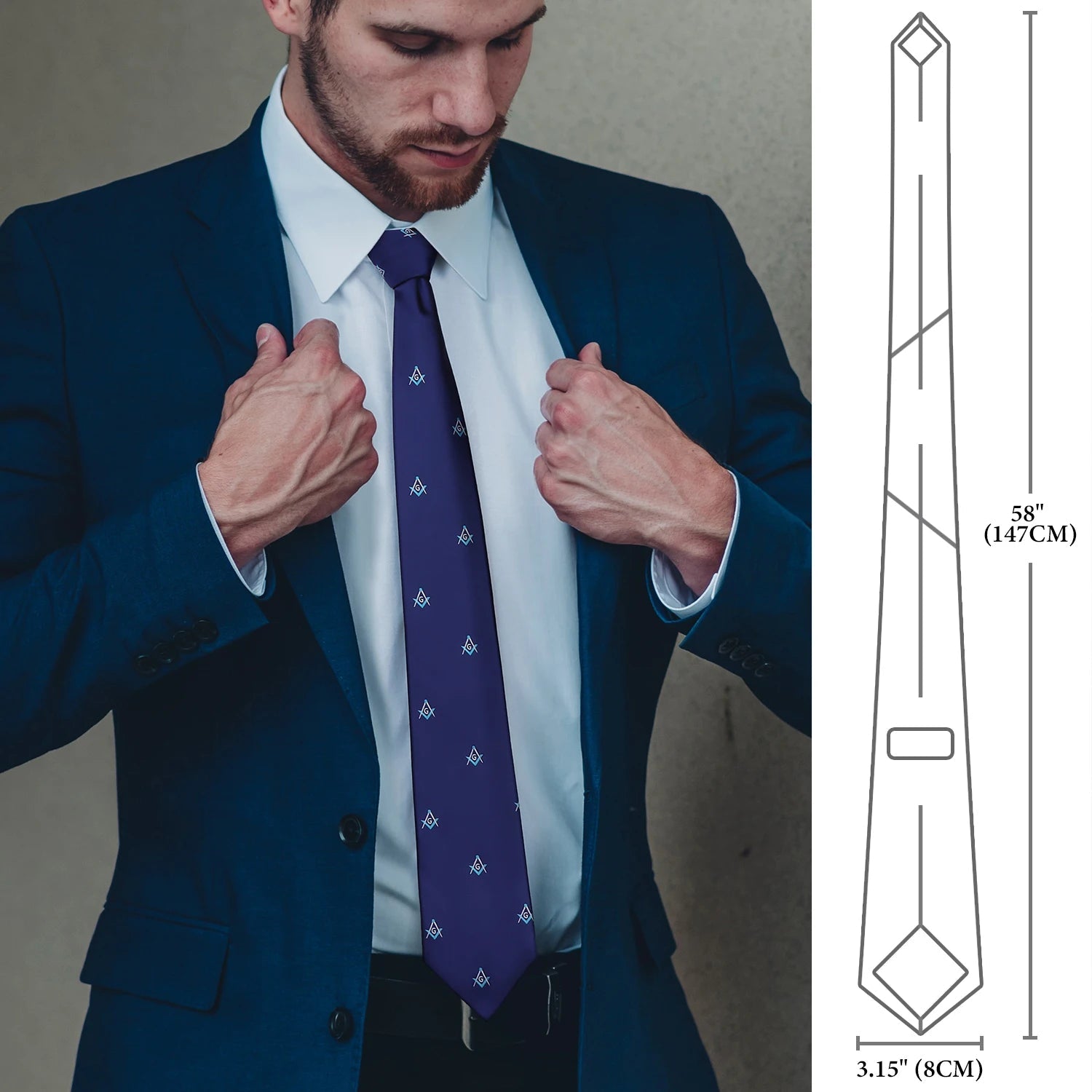 HAWSON Freemason Necktie – Masonic Symbol Tie for Men, Ideal Gift for Freemason Members - Masonic Mugs