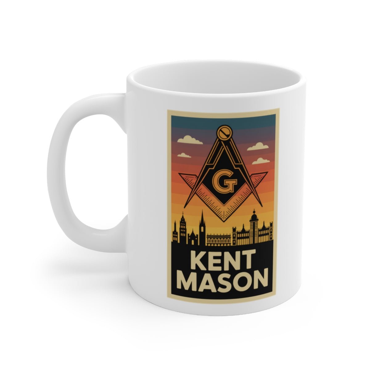 Kent Mason Custom Masonic Coffee Mug - Freemason Gift - Masonic Mugs