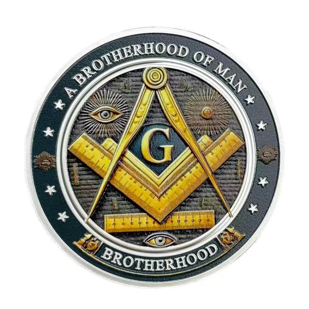 Masonic Freemasonry Silver Coin – Brotherhood Eye of God Commemorative Medal (40mm) - Masonic Mugs