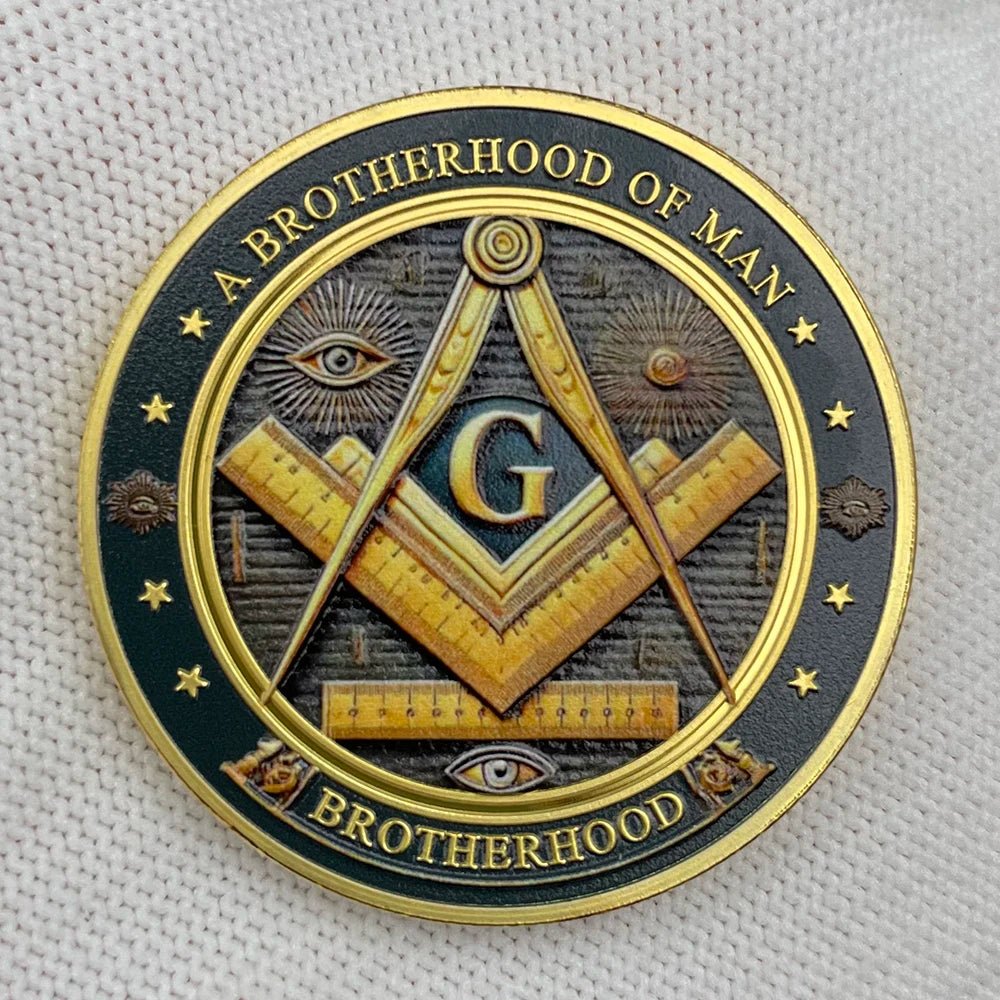 Masonic Freemasonry Silver Coin – Brotherhood Eye of God Commemorative Medal (40mm) - Masonic Mugs