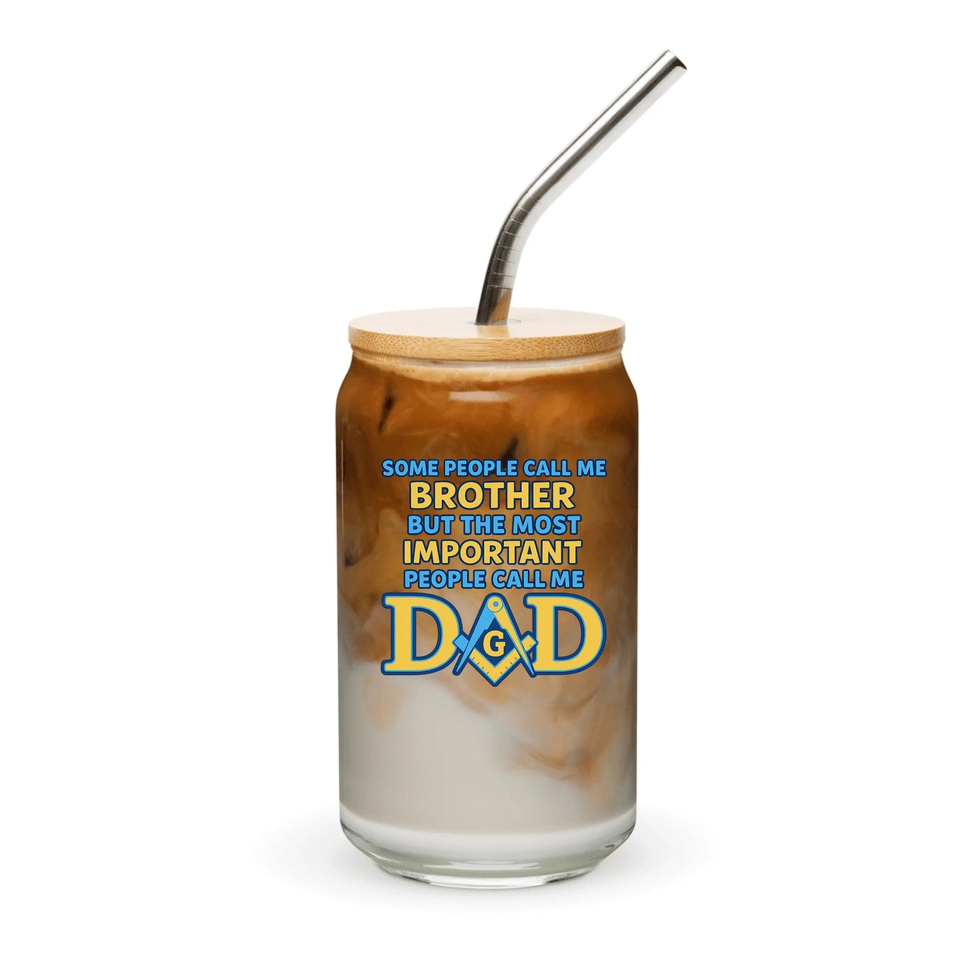Masonic Mugs Personalised 16oz Can-Style Glass - Lodge Badge - Masonic Mugs