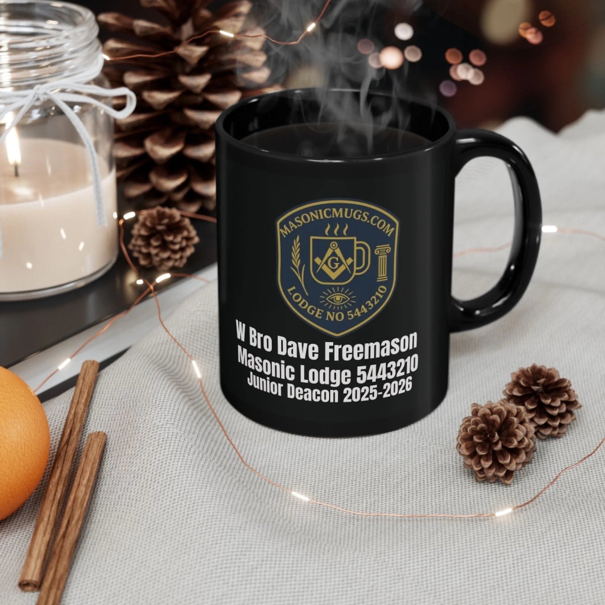 Masonic Mugs Personalised Ceramic Mug – Black 11oz, 15oz Dishwasher & Microwave Safe - Masonic Mugs