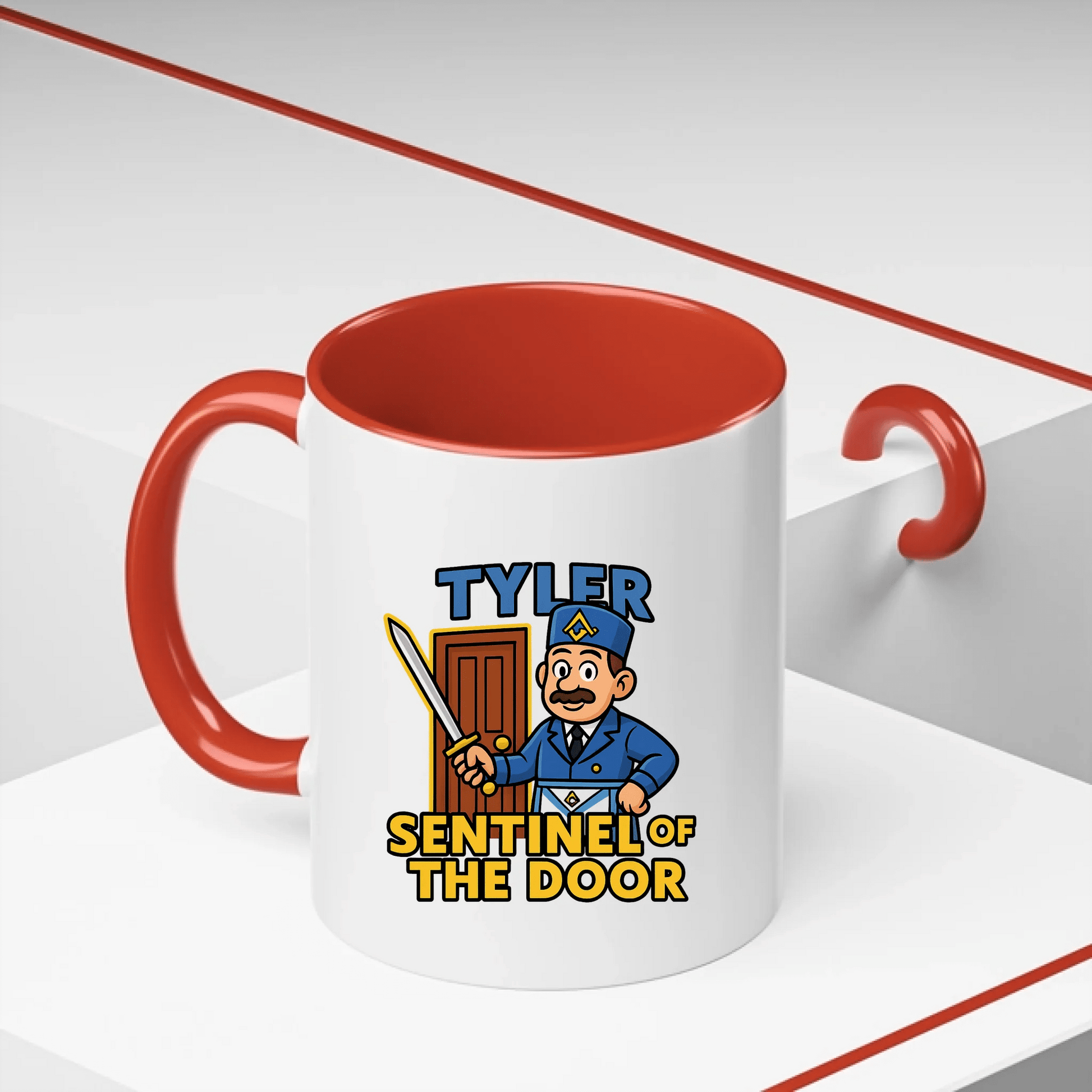 Masonic Mugs Personalised Harmony Lodge Mug 11oz - with coloured handle and inside - Masonic Mugs