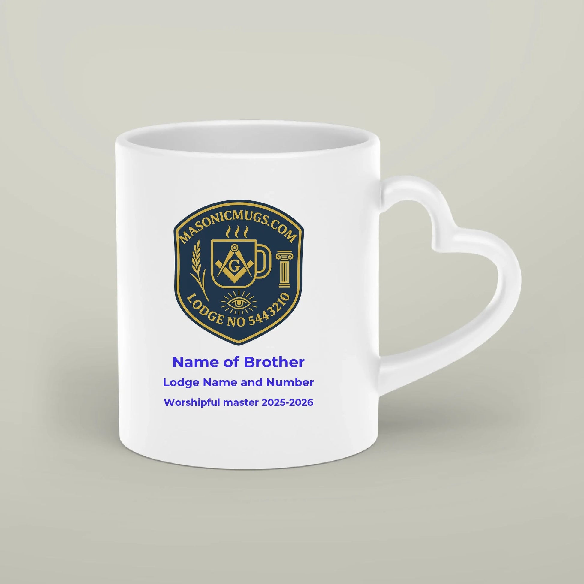 Masonic Mugs Personalised Heart-Shaped Handle Mug - Masonic Mugs