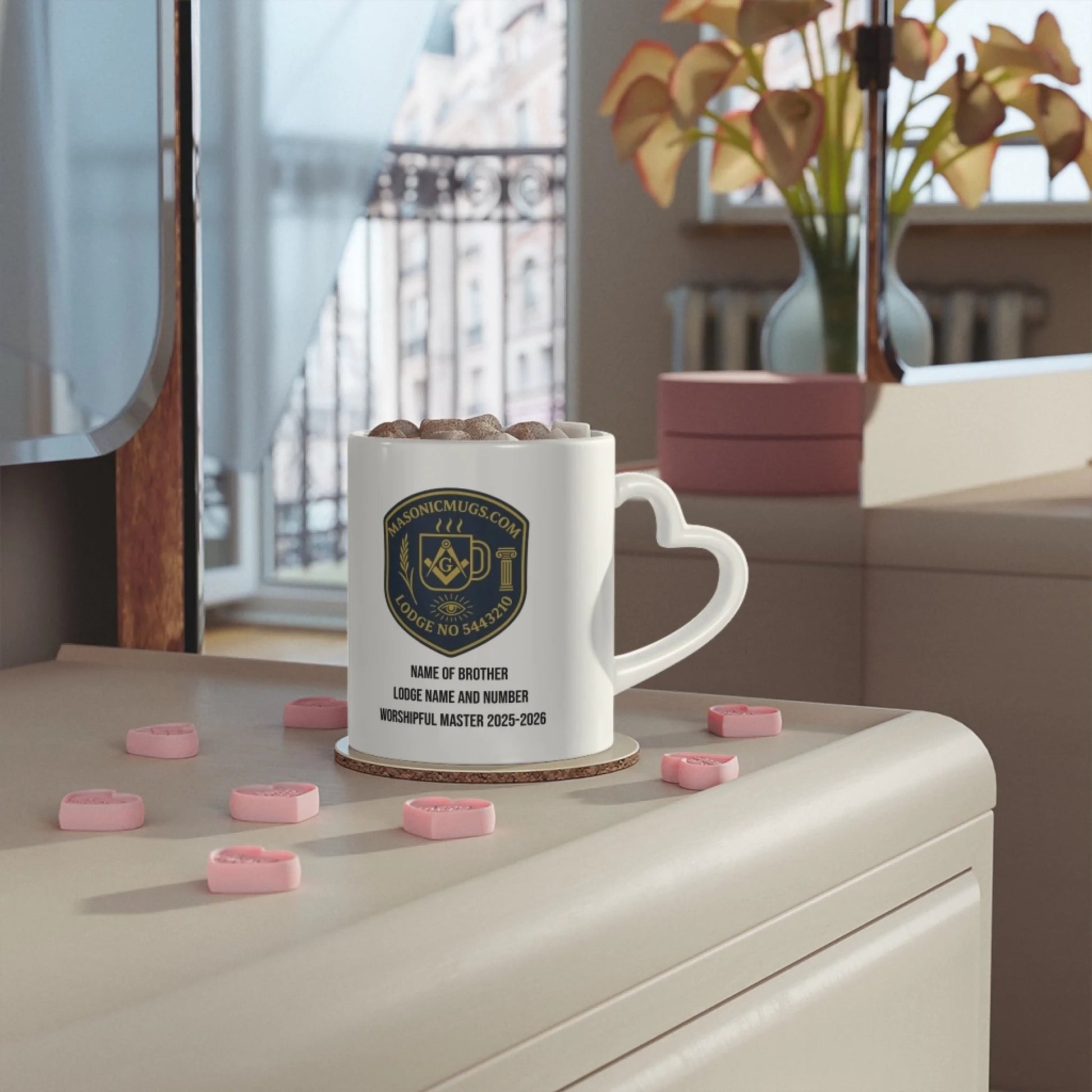 Masonic Mugs Personalised Heart-Shaped Handle Mug - Masonic Mugs