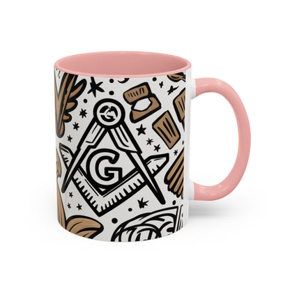 Masonic Premium Ready to Go Accent Coffee Mug | Unique Gift for Freemasons | Perfect for Coffee Lovers, Home Decor, Stylish Drinkware - Masonic Mugs
