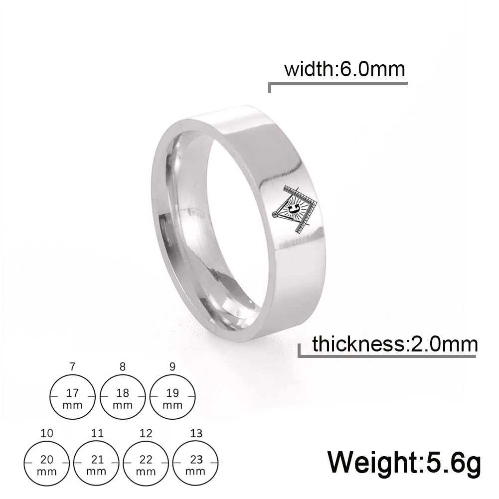 Men’s Freemason Ring – Gold & Black Titanium Stainless Steel Masonic Symbol - Masonic Mugs